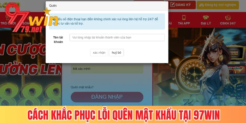 Cách khắc phục lỗi quên mật khẩu tại 97Win